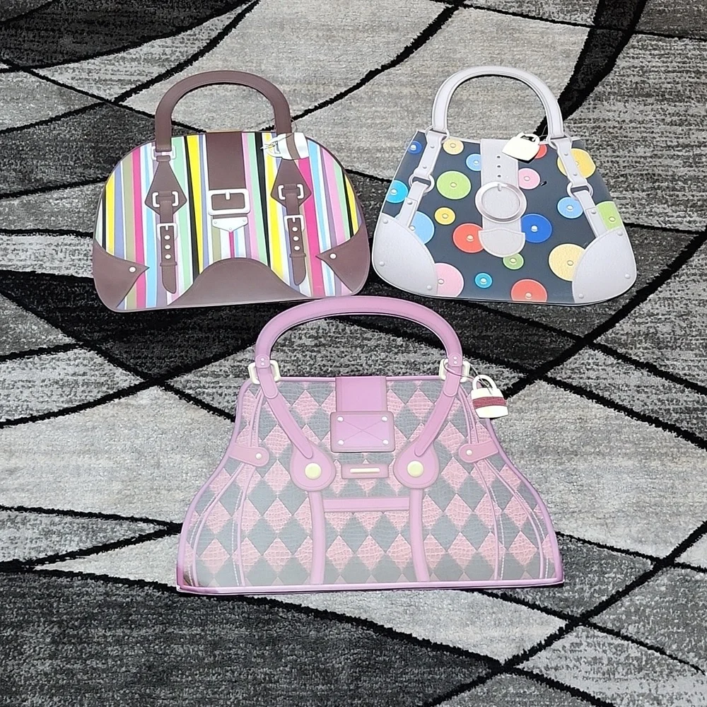 VINTAGE PAPER PURSE GIFT BAGS TISSUE PAPER 3-ONE-OF-A-KIND DESIGNS